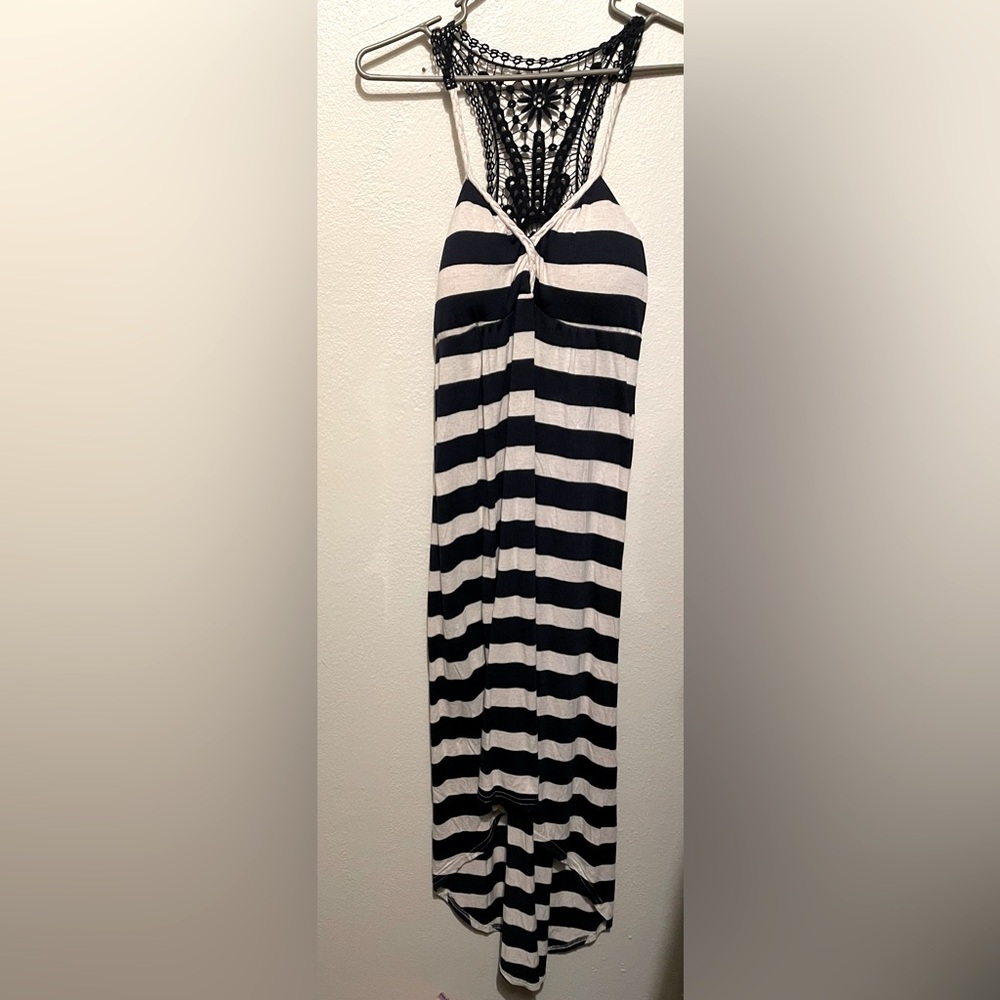 No Boundaries Brand Navy Blue/Oatmeal Summer Dress, Junior M 7-9